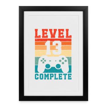 13th Birthday Level 13 Complete 13 Years Gamer - Framed poster (27 × 37 cm) - black - Front