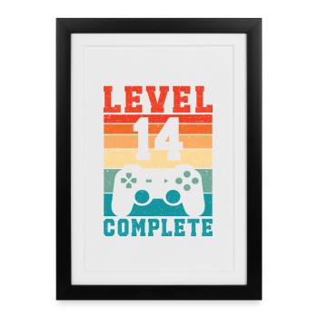 14th Birthday Level 14 Complete 14 Years Gamer - Framed poster (27 × 37 cm) - black - Front