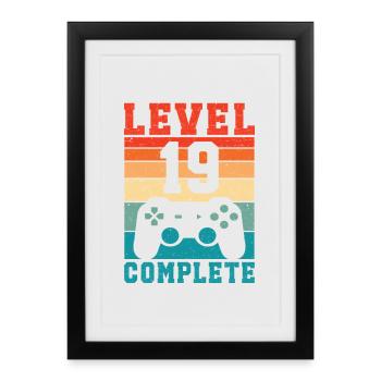 19th Birthday Level 19 Complete 19 Years Gamer - Framed poster (27 × 37 cm) - black - Front