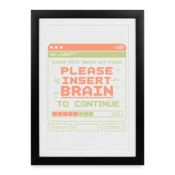 Error 404 Brain Not Found Pixel Design - Framed poster (27 × 37 cm) - black - Front