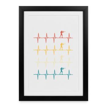 Biathlon Heartbeat Rétro Biathlète - Affiche encadrée (27 × 37 cm) - noir - Devant