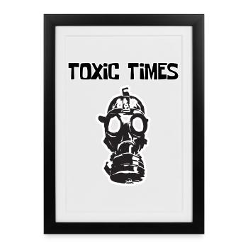 Toxic Times Gasmaske | Urbanes Streetwear-Design - Gerahmtes Poster (27 × 37 cm) - Schwarz - Vorne