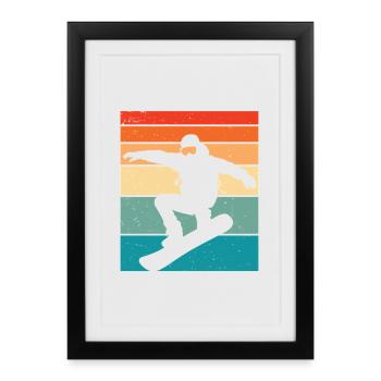 Snowboard retro snowboarding - Framed poster (27 × 37 cm) - black - Front