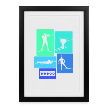 Biathlon Retro Biathlete - Affiche encadrée (27 × 37 cm) - noir - Devant