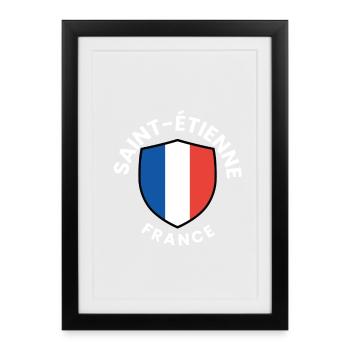 Bouclier de Saint-Étienne France - Affiche encadrée (27 × 37 cm) - noir - Devant