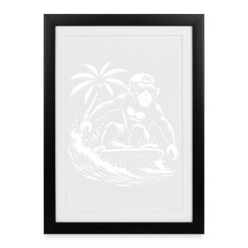 Ambiance Surfing Monkey Beach - Affiche encadrée (27 × 37 cm) - noir - Devant