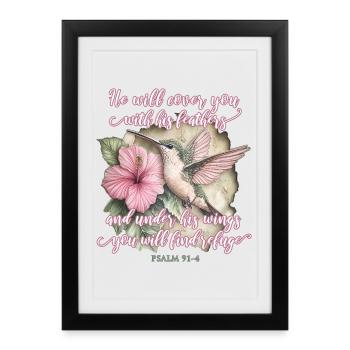 Versets bibliques Colibri chrétiens - Affiche encadrée (27 × 37 cm) - noir - Devant
