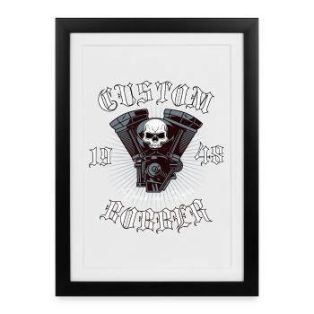 Bobber Chopper Motorcycle Design - Framed poster (27 × 37 cm) - black - Front