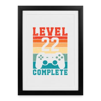 22e anniversaire Niveau 22 Complet 22 ans de joueur - Affiche encadrée (27 × 37 cm) - noir - Devant