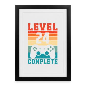 24th Birthday Level 24 Complete 24 Years Gamer - Framed poster (27 × 37 cm) - black - Front