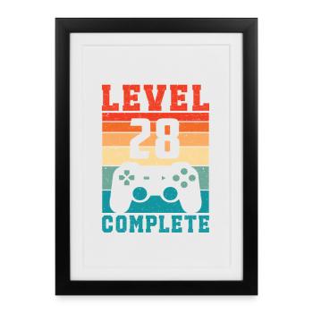 28th Birthday Level 28 Complete 28 Years Gamer - Framed poster (27 × 37 cm) - black - Front