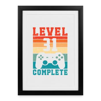 31e anniversaire Niveau 31 Joueur complet 31 ans - Affiche encadrée (27 × 37 cm) - noir - Devant