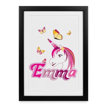 Emma, nom de jeune fille, prénom préféré - Affiche encadrée (27 × 37 cm) - noir - Devant