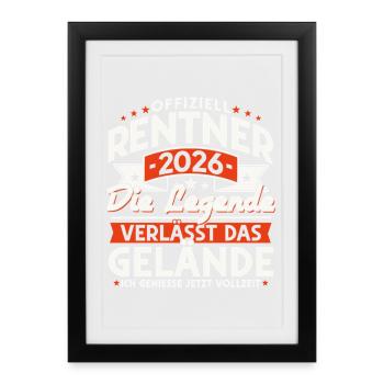 Retraités 2026 - La légende quitte le site - Affiche encadrée (27 × 37 cm) - noir - Devant