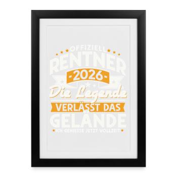 Retraités 2026 - La légende quitte le site - Affiche encadrée (27 × 37 cm) - noir - Devant