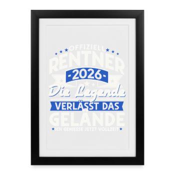 Retraités 2026 - La légende quitte le site - Affiche encadrée (27 × 37 cm) - noir - Devant
