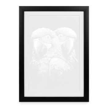 High contrast macaw parrot line style - Framed poster (27 × 37 cm) - black - Front