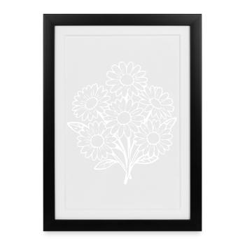 Flower White White Flower Flowers Daisies - Framed poster (27 × 37 cm) - black - Front
