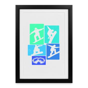 Snowboarden Retro Snowboard Snowboarding Snowboard - Affiche encadrée (27 × 37 cm) - noir - Devant