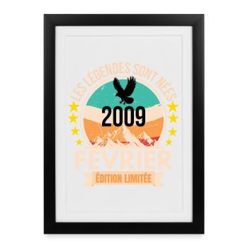 Legends Are Born in February 2009, Birthday 17 - Affiche encadrée (27 × 37 cm) - noir - Devant