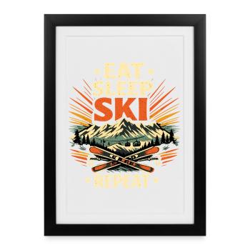 Un Bonus de ski Manger Sommeil Répé - Affiche encadrée (27 × 37 cm) - noir - Devant