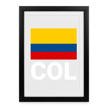 Colombia flag with abbreviation COL - Framed poster (27 × 37 cm) - black - Front