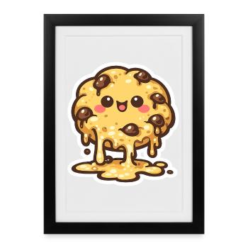 Monstre Cookie au Sourire Fondant - Affiche encadrée (27 × 37 cm) - noir - Devant