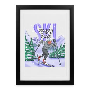Pistes de ski appelant les sports de fond - Affiche encadrée (27 × 37 cm) - noir - Devant