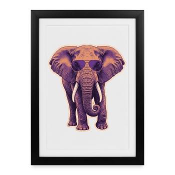 Summer Elephant Sunglasses - Framed poster (27 × 37 cm) - black - Front