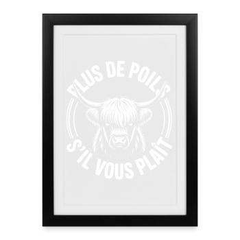 Vache Highland Poils - Affiche encadrée (27 × 37 cm) - noir - Devant