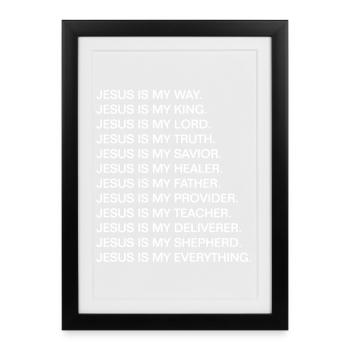 Jésus est ma voie. Jésus est mon Roi. - Affiche encadrée (27 × 37 cm) - noir - Devant
