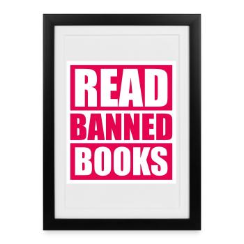 Lire des livres interdits Verbotene Bücher Lesen Freiheit - Affiche encadrée (27 × 37 cm) - noir - Devant