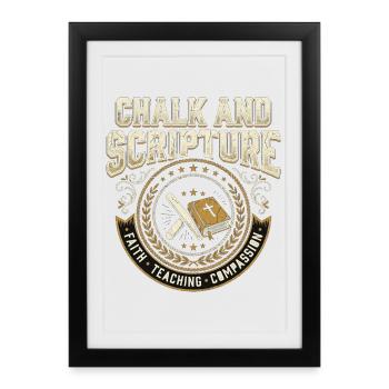 Chalk and Scripture Christian Teacher Jesus - Framed poster (27 × 37 cm) - black - Front