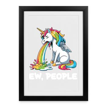 Rainbow Unicorn Spits Rainbow - Framed poster (27 × 37 cm) - black - Front