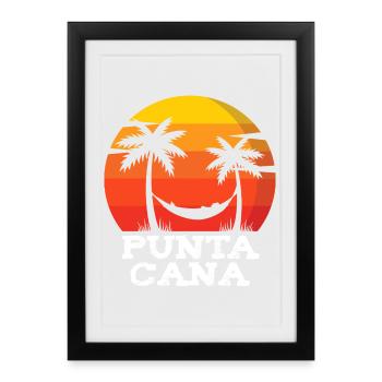 Punta Cana Sunset Palm Trees Souvenir - Framed poster (27 × 37 cm) - black - Front