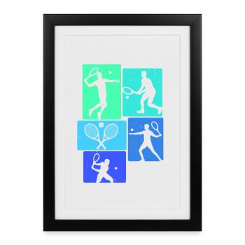Joueur de tennis rétro - Affiche encadrée (27 × 37 cm) - noir - Devant