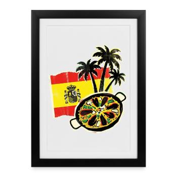 Spain Paella Palm Trees - Framed poster (27 × 37 cm) - black - Front