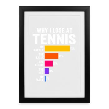 Pourquoi je perds au tennis - Affiche encadrée (27 × 37 cm) - noir - Devant