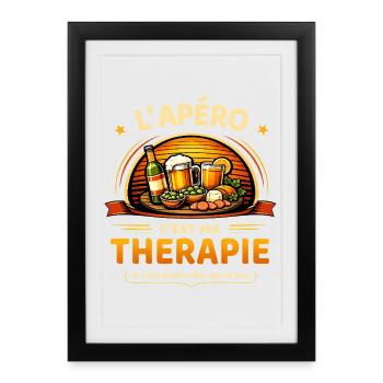 L’apéro c’est ma thérapie humour apéritif - Affiche encadrée (27 × 37 cm) - noir - Devant
