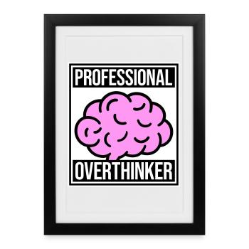 Logo drôle d’anxiété drôle et sombre de la réflexion professionnelle - Affiche encadrée (27 × 37 cm) - noir - Devant