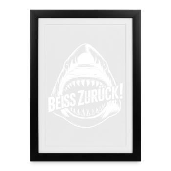 Beiß Zurück Hai Graphic - Gerahmtes Poster (27 × 37 cm) - Schwarz - Vorne