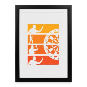 Fléchette Battement De Cœur Joueur Fléchette Darts - Affiche encadrée (27 × 37 cm) - noir - Devant