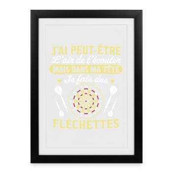  joue aux fléchettes - Affiche encadrée (27 × 37 cm) - noir - Devant