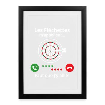 Les fléchettes m'appellent faut que j'y aille - Affiche encadrée (27 × 37 cm) - noir - Devant