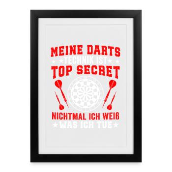 Meine Darts Technik Design für Dartspieler - Gerahmtes Poster (27 × 37 cm) - Schwarz - Vorne