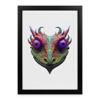 Crapaud Mystique/Grenouille/Gecko/Tempête/Extraterrestre - Affiche encadrée (27 × 37 cm) - noir - Devant