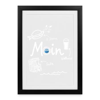 MOIN Luxus Urlaub ironisch minimalistisch Meer - Gerahmtes Poster (27 × 37 cm) - Schwarz - Vorne