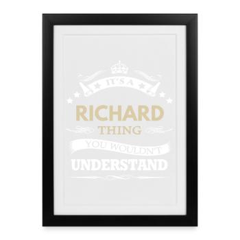 C’est un nom personnalisé à la Richard - Affiche encadrée (27 × 37 cm) - noir - Devant