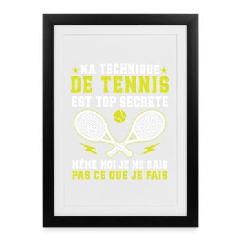Ma Technique De Tennis Pour Joueur De Tennis - Affiche encadrée (27 × 37 cm) - noir - Devant