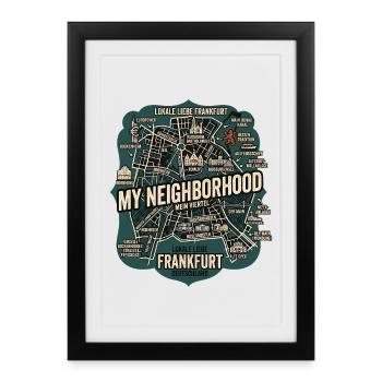 Frankfurt Liebe - Gerahmtes Poster (27 × 37 cm) - Schwarz - Vorne